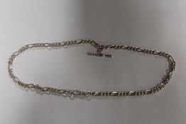 A STERLING SILVER CHAIN WITH T BAR - APPROX WEIGHT 31.5G