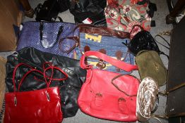 THREE LARGE BOXES OF ASSORTED LADIES HANDBAGS ETC.