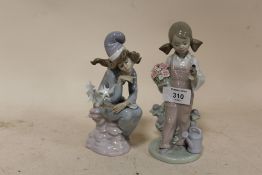 A LLADRO FIGURE OF A SEATED FEMALE WITH A WAND AND STARS, TOGETHER WITH A LLADRO FIGURE OF A YOUNG