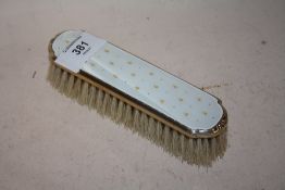 A HALLMARKED SILVER GILT AND GUILLOCHE ENAMEL BRUSH
