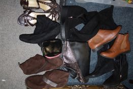 A BAG OF LADIES SHOES AND HANDBAGS ETC.