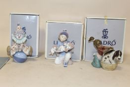 THREE BOXED LLADRO FIGURES COMPRISING OF 'LITTLE RIDERS', 'BASHFUL BATHER' AND 'HAVING A BALL'