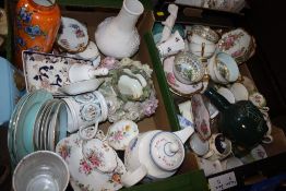 TWO TRAYS OF ASSORTED CERAMICS TO INCLUDE ROYAL CROWN DERBY, WINDSOR CHINA