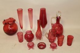 A COLLECTION OF CRANBERRY STYLE GLASSWARE