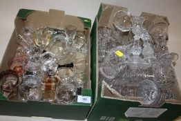 TWO SMALL TRAYS OF ASSORTED GLASSWARE