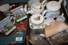 A SADLER THREE PIECE TEA SERVICE TOGETHER WITH SADLER NOVELTY TEA POTS ETC.