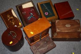 A COLLECTION OF TREEN JEWELLERY BOXES (8)