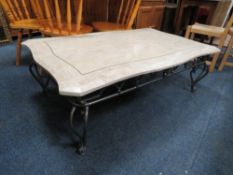 A MODERN METAL FRAMED COFFEE TABLE W-130 CM