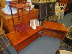 A COFFEE TABLE, TV UNIT, TELEPHONE STAND AND BOOK STAND (4)