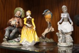 A LLADRO FIGURE OF A LADY WITH A RABBIT, TOGETHER WITH A COALPORT 'LETTER FROM LOVER' FIGURE,