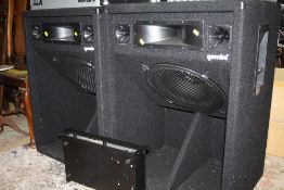 A PAIR OF LARGE GEMINI GSS-1522 SPEAKERS, H 86 X W 61 X D 51 CM, TOGETHER WITH A GEMINI X2