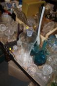 THREE TRAYS OF ASSORTED GLASSWARE TO INCLUDE STUDIO GLASS VASES