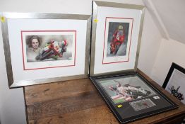 THREE SIGNED LIMITED EDITION MOTORCYCLE PICTURES BY SEFAN DOIG