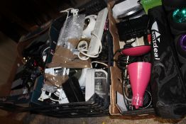 THREE TRAYS OF ELECTRICALS TO INCLUDE CAMERAS, SPEAKERS ETC.