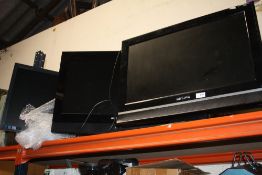 TWO TV'S TO INCLUDE AKURA, ACOUSTIC SOLUTIONS PLUS A MONITOR (3) A/F