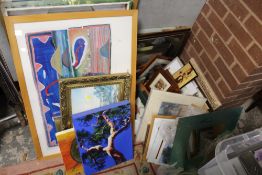 A LARGE QUANTITY OF ASSORTED PICTURES AND PRINTS TO INCLUDE A SALVADOR DALI PRINT, OIL ON CANVAS
