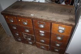 A 16 DRAWER WORKSHOP CABINET A/F ( DAMAGE TO BASE AND TOP )