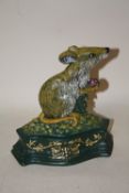 A MODERN CAST METAL DOORSTOP OF A MOUSE - HEIGHT 20CM