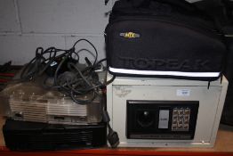 A TOPEAK BICYCLE REPAIR / ACCESSORY KIT TOGETHER WITH AN ELECTRIC SAFE ( NO CODE OR KEY ) AND 2 XBOX
