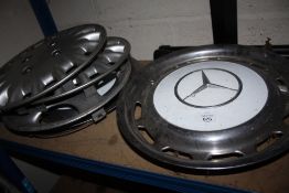 SIX HUBCAPS TO INCLUDE TWO MERCEDES EXAMPLES