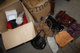 TWO LARGE BOXES OF ASSORTED LADIES HANDBAGS