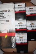 FIVE OREGON CHAINSAW CHAINS PLUS A SHARPENING KIT