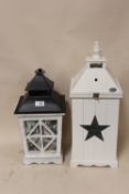 TWO MODERN PAINTED LANTERNS, TALLEST HEIGHT - 54CM