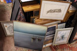 A QUANTITY OF ASSORTED NEEDLEWORK PICTURES ETC. TO INCLUDE MAP OF STAFFORDSHIRE, LIMITED EDITION SUE