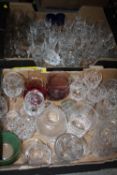 TWO TRAYS OF ASSORTED GLASSWARE TO INCLUDE ROYAL DOULTON CRYSTAL