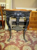 A VINTAGE CAST IRON PUB TABLE S/D