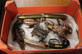 A SMALL BOX CONTAINING LIGHTERS AND BULLETS