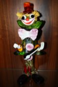 A LARGE MURANO GLASS CLOWN FIGURE HEIGHT - 38CM