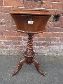 AN ANTIQUE WALNUT TEAPOY A/F H-73 CM