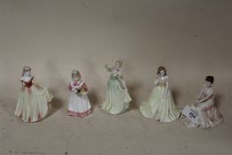 FOUR SMALL COALPORT DEBUTANTES FIGURES COMPRISING OF 'LOVES DREAM', 'CONGRATULATIONS', 'LAUREN'