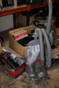 A KIRBY HOOVER & CARPET CLEANER COMPLETE WITH ATTACHMENTS PLUS A SENTRIA VACUUM & ATTACHMENTS (2)