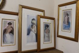 FOUR SIGNED LIMITED EDITION DOMINGO PRINTS OF SEMI NUDE LADIES WITH CERTIFICATES OF AUTHENTICITY