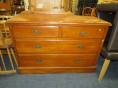 AN EDWARDIAN 4 DRAWER CHEST W-123 CM A/F