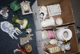 TWO BOXES OF ASSORTED CERAMICS TO INCLUDE A QUARRY CRITTERS BEAR FIGURE