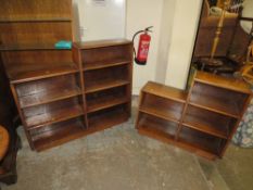 A PAIR OF ANGULAR OAK BOOKSHELVES (2)
