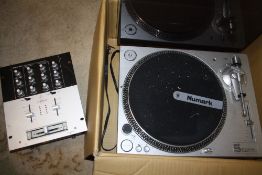 TWO STANTON STR8-60 PROFESSIONAL TURNTABLES TOGETHER WITH A STANTON SMX-201 PROFESSIONAL PRE-AMP