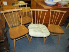 A SET OF 4 VINTAGE STICK BACK ERCOL STYLE CHAIRS