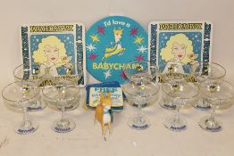 A COLLECTION OF BABYSHAM RELATED ITEMS TO INCLUDE TEN DRINKING GLASSES, BABYSHAM FIGURE ETC