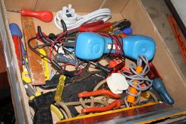 A SMALL BOX OF TOOLS ETC