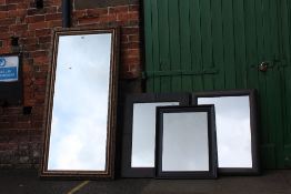 FOUR ASSORTED MIRRORS TO INCLUDE A FLOOR STANDING EXAMPLE A/F, LARGEST OVERALL SIZE 165 X 78 CM