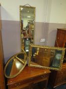 THREE VINTAGE GILT FRAMED MIRRORS