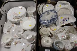 TWO TRAYS OF ASSORTED CHINA TO INCLUDE HAND PAINTED EXAMPLES