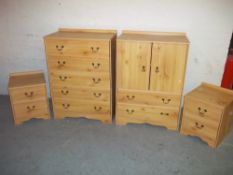 THREE MODERN CHEST OF DRAWERS AND A TALL BOY