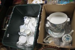 TWO BOXES OF CERAMICS TO INCLUDE ROYAL DOULTON 'PASTORALE' AND 'MIDWINTER SPANISH GARDEN'¦