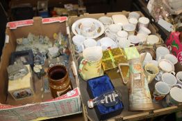 THREE TRAYS OF CERAMICS ETC. TO INCLUDE COTTAGES ETC. (TRAYS NOT INCLUDED)