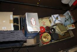 TWO TRAYS OF SUNDRIES TO INCLUDE COLLECTABLE TINS